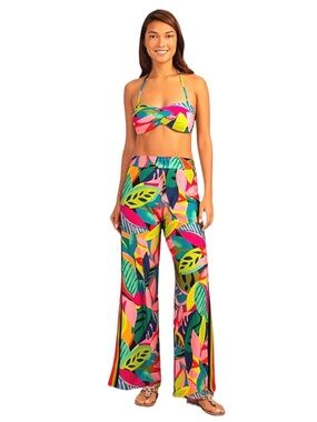 Trina Turk Multicolor Tropical Leaf swim Pants, S/P